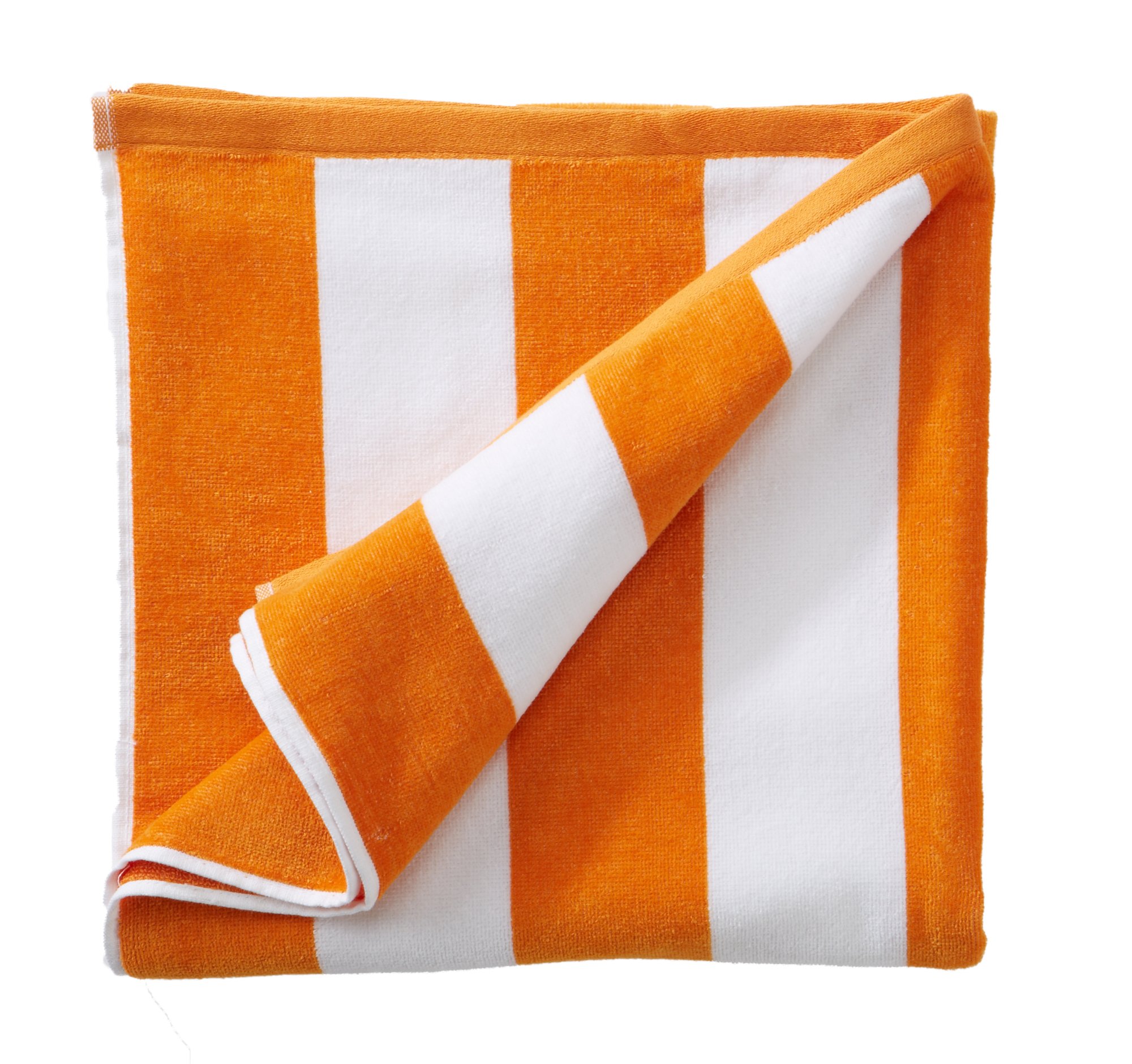 100% Cotton Velour Oversized Beach Towel | Orange Cabana Stripe Pool Towels | Quick Dry, Large Swim Towels for Adults and Kids (40" x 70", Orange)