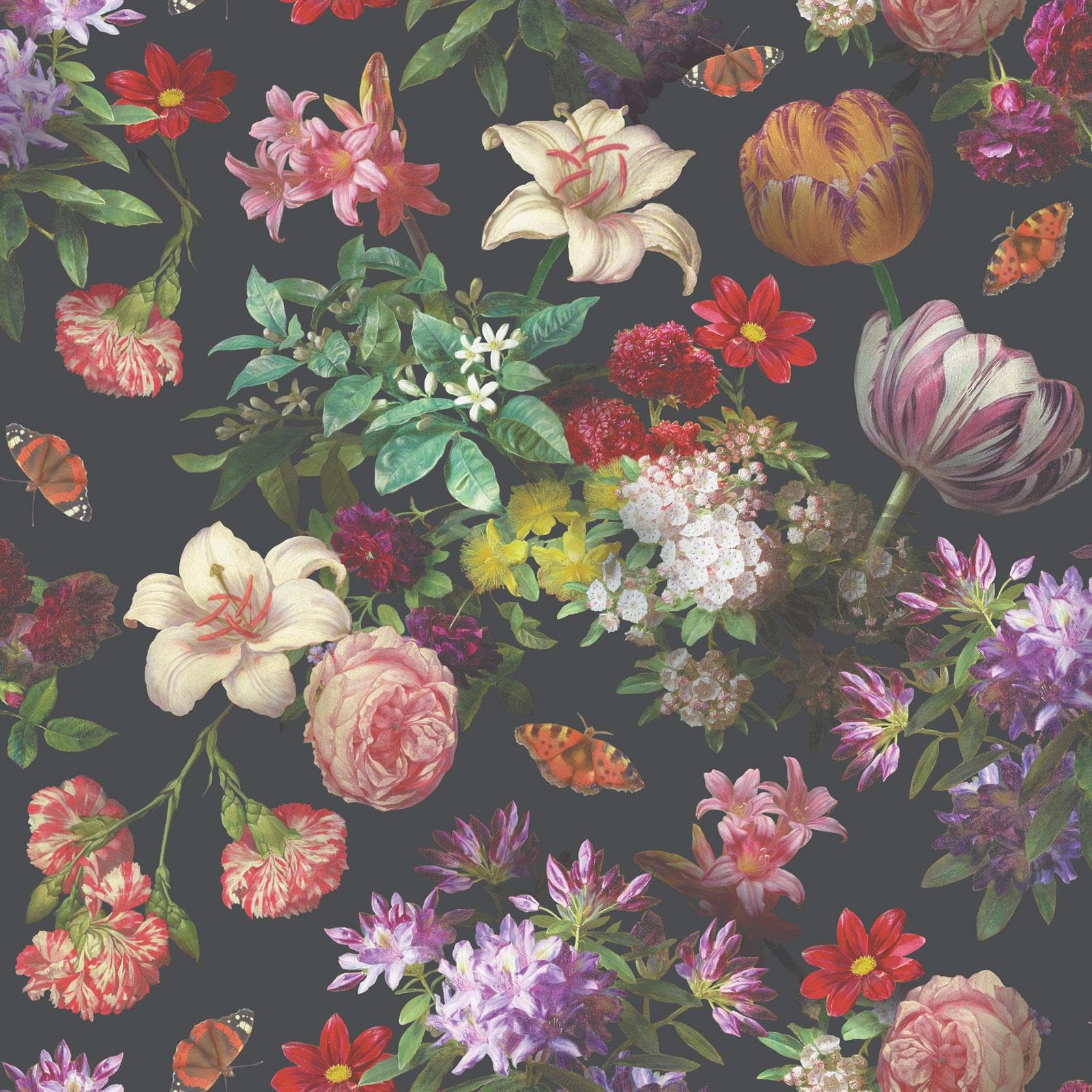 World of Wallpaper Brigette Floral Wallpaper Black/Multi AF0031 Flowers Wall Paper for Walls Living Room, Lounge, Bedroom, Hallway, Feature Wall