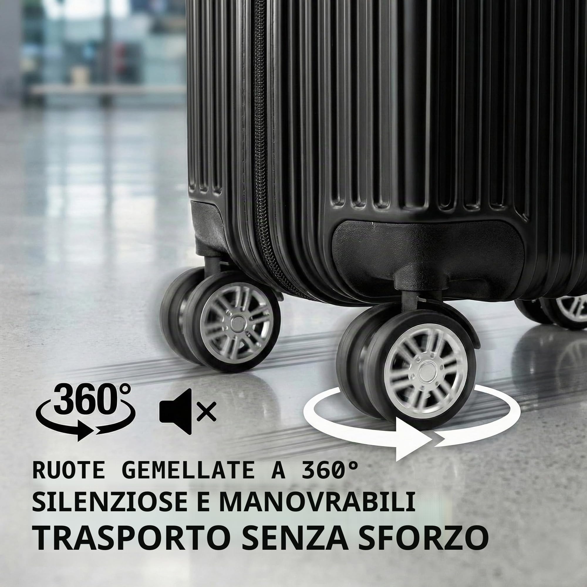 POSH Valigia da viaggio 77x50x30 cm - Trolley grande leggera da 4 kg in ABS - Capacità da 100 L con doppie ruote silenziose a 360° - Bagaglio stabile con lucchetto a combinazione