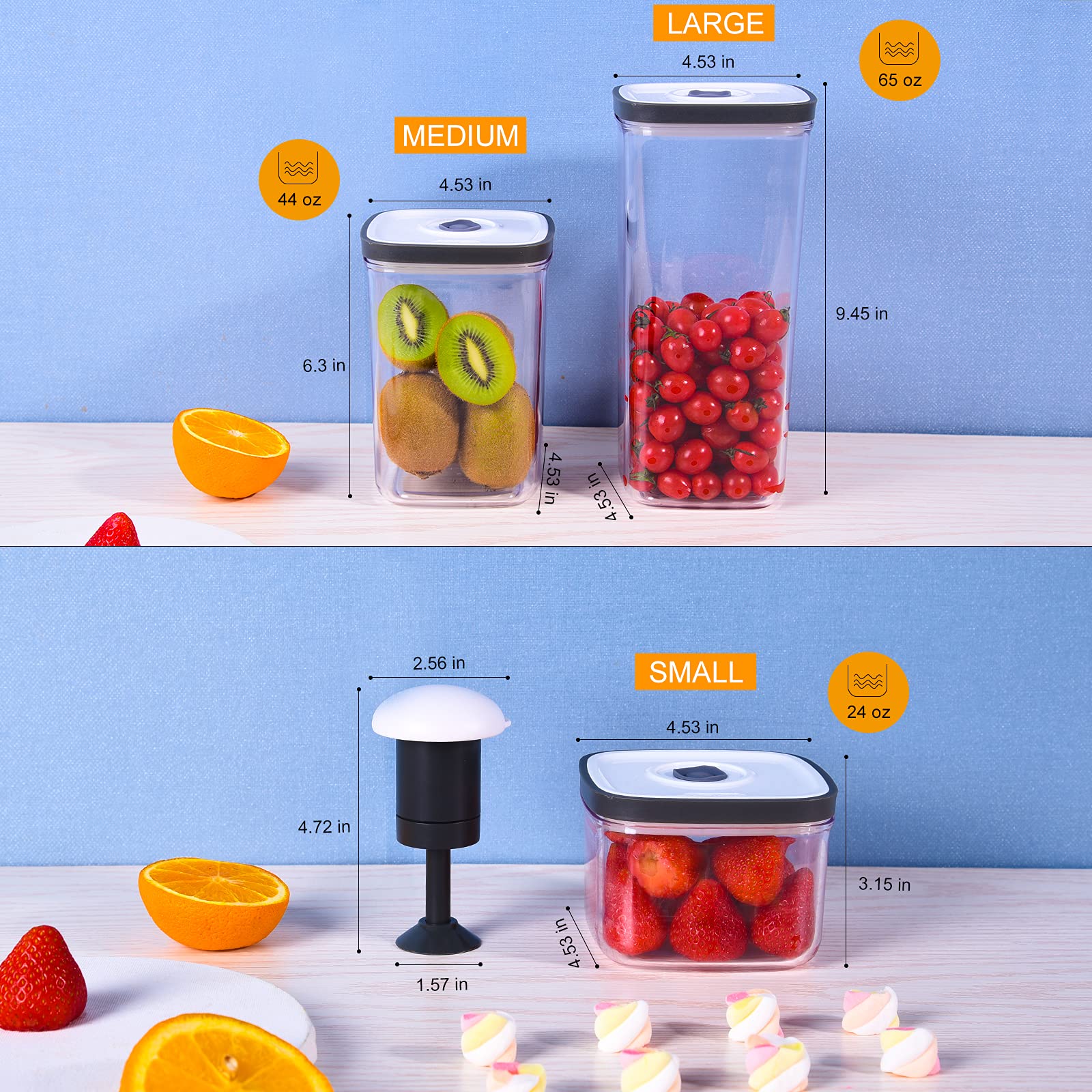 KALAR Food Saver Containers for Vacuum Seal,Vacuum Sealed Containers for Food, Reusable