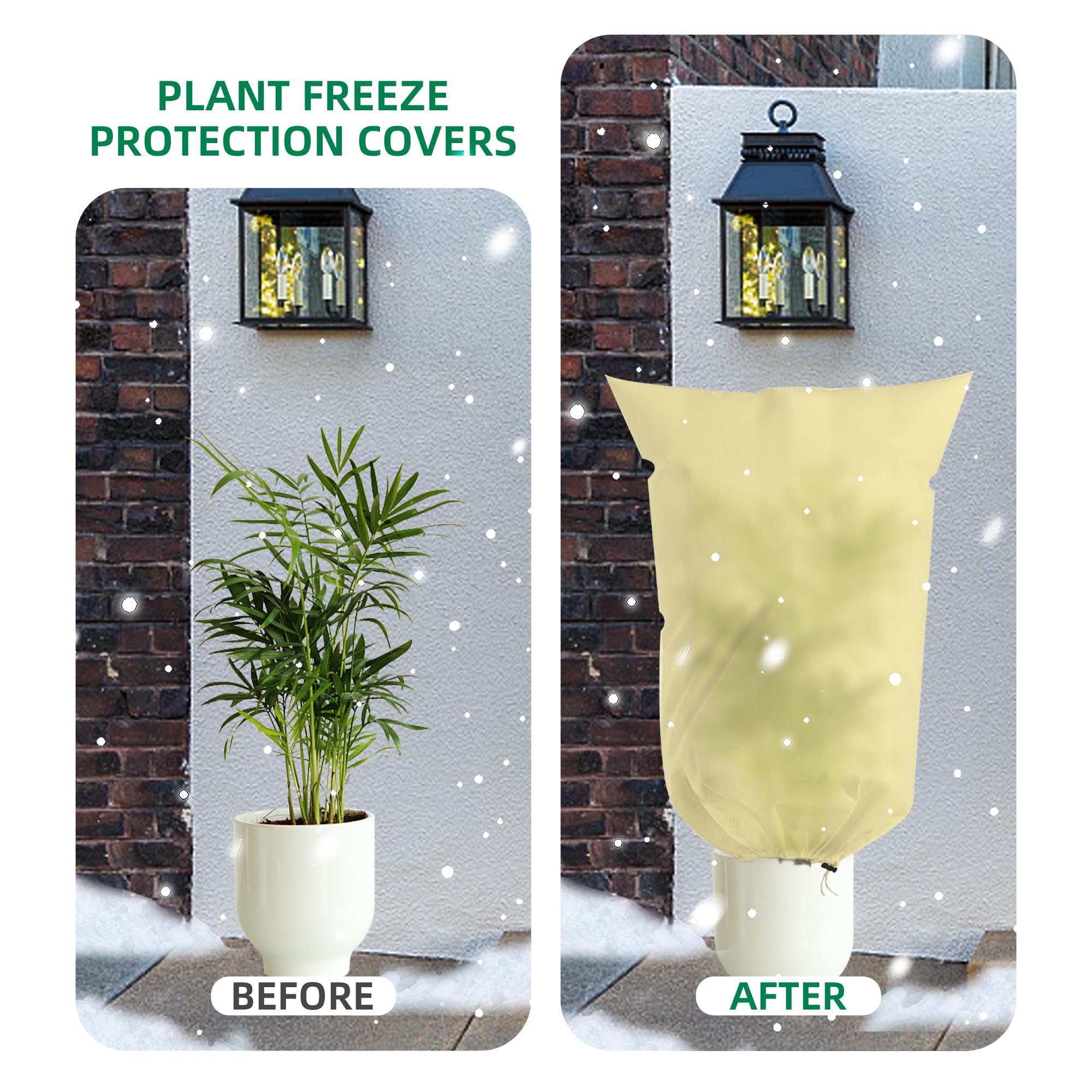 WISD Garden Fleece Frost Protection Bags, 80gsm Winter Plant Covers with Drawstring and Zipper - Image 3