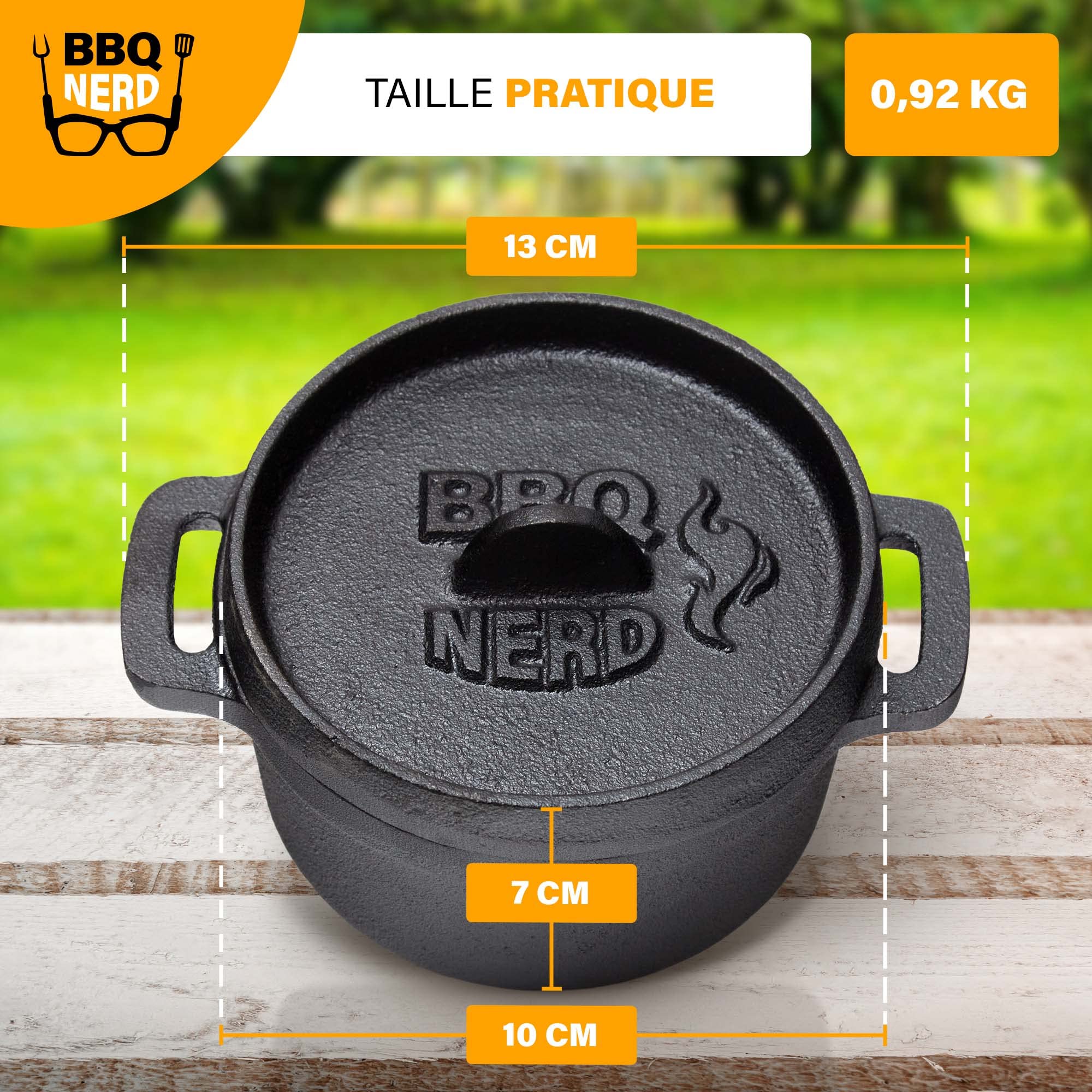 BBQ-Nerd© Mini marmite en fonte avec couvercle 11 x 5 cm pour barbecue, foyer, four, cuisinière, marmite de service, casserole à pain, cocotte, casserole réfractaire en fonte
