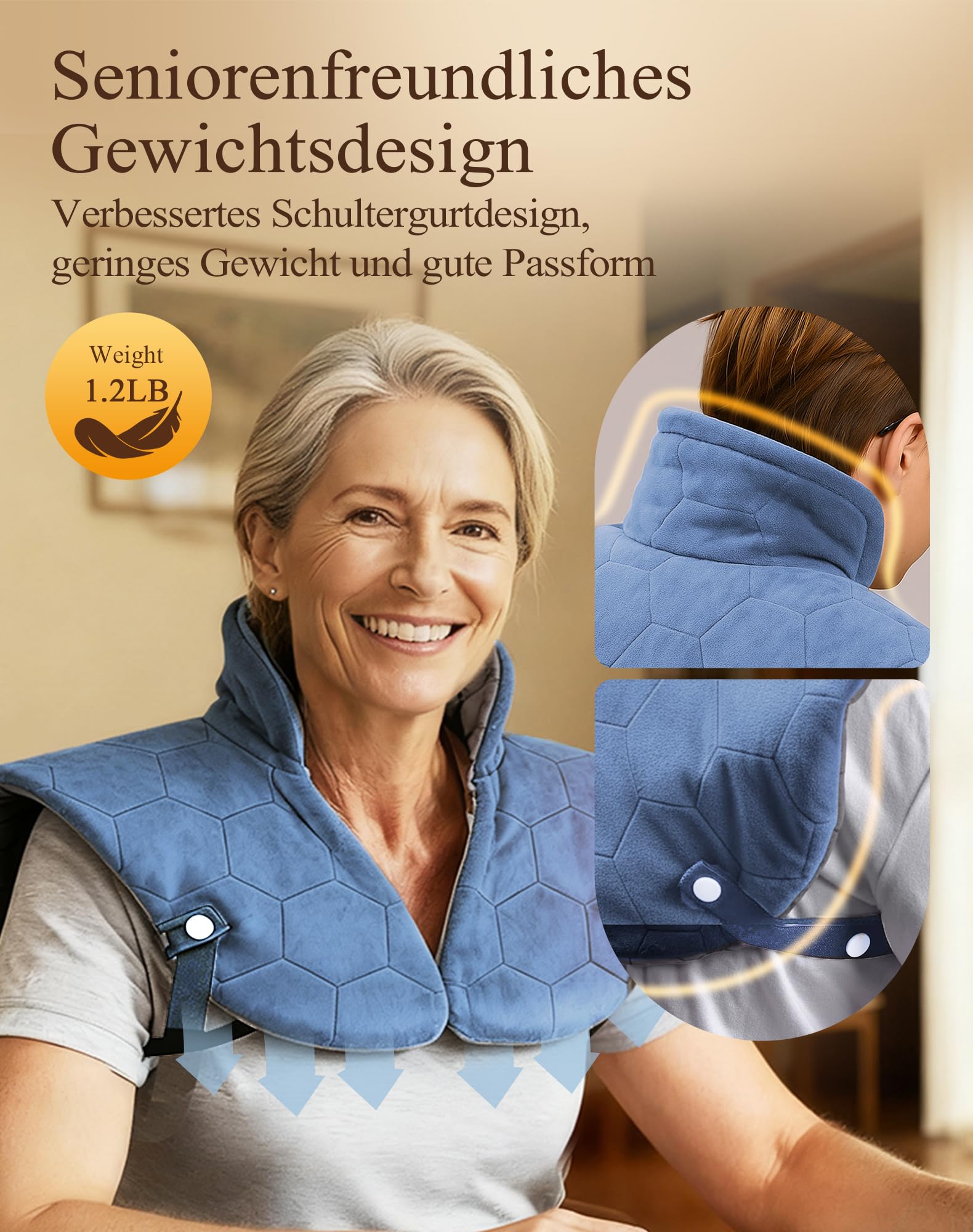 UTK Nackenwärmer Ferninfrarot, Geschenke für Mama, Heizkissen Nacken Schulter, Schnelles Aufheizen in 30 Sekunden, bis zu 70 °C, Leichtes Wärmekissen mit Schultergurt, weihnachtsgeschenke für frauen