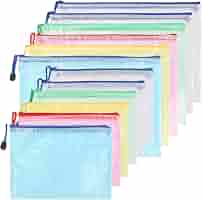 Pochettes Document A5 Kasimir - Lot De 12 - PVC étanche - 5 Couleurs - Pour Bureau Ou Voyage