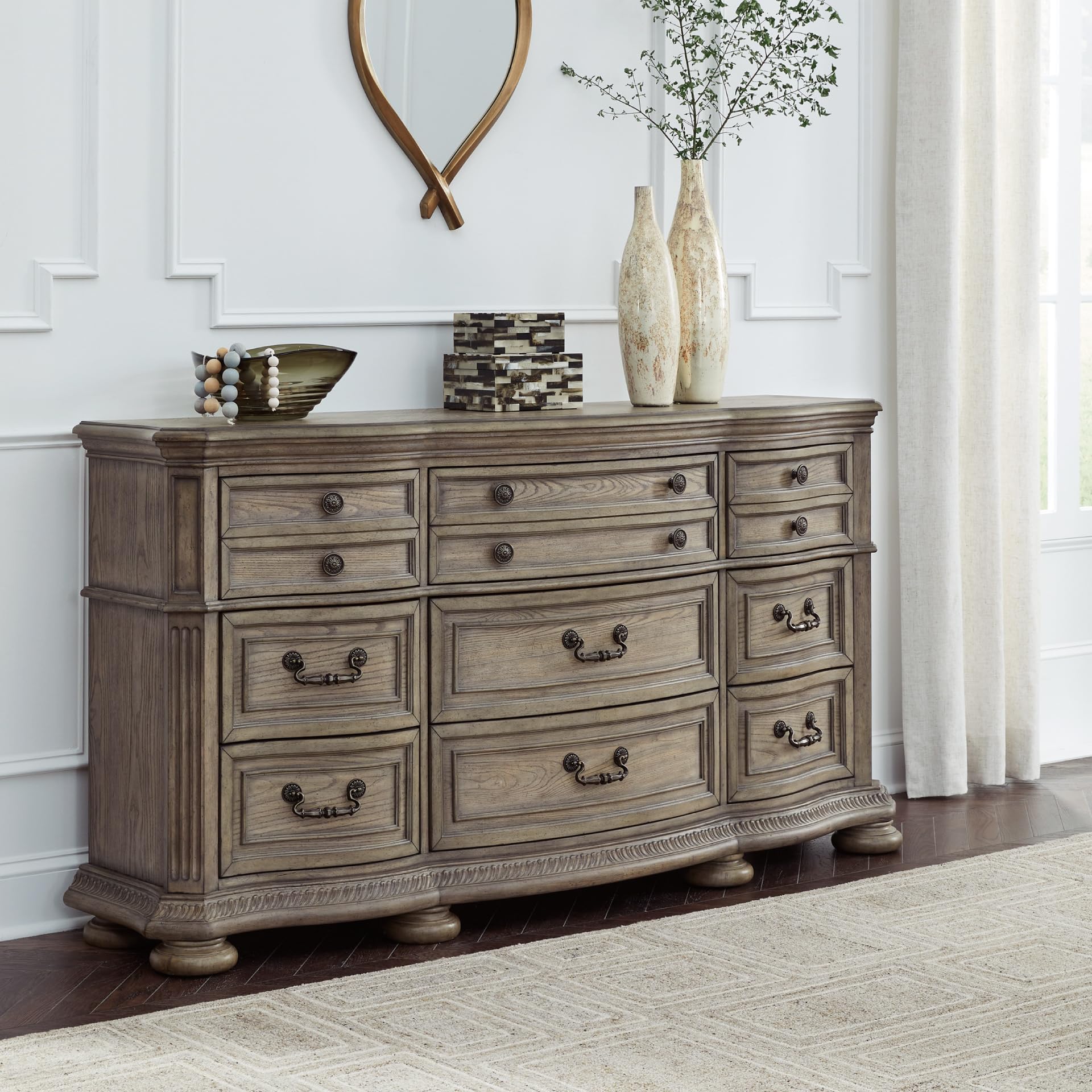 Amazon.com: Signature Design by Ashley Ardenfield Traditional 9-Drawer  Dresser with Anti-Tipping Design, Light Brown : Home & Kitchen