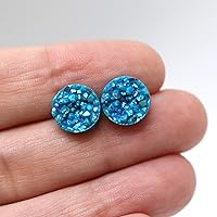 Vista 15 de Pendientes de imitación drusa en postes de plástico hipoalergénico de 0.394 in Púrpura