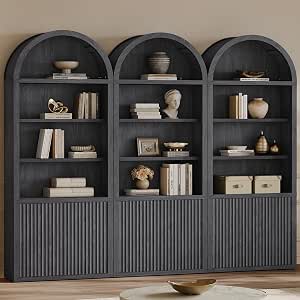SICOTAS 82-Inch Tall Bookcase with Doors and Arched Design