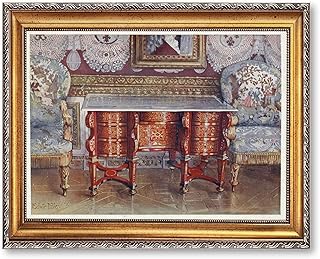 Vintage Framed Elegant Rococo Interior Wall Art Canvas Print Oil Paintings Reproduction World Classics Retro Artwork Poster Wall Decor for Living Room Bedroom (Retro Framed,12L X16W)