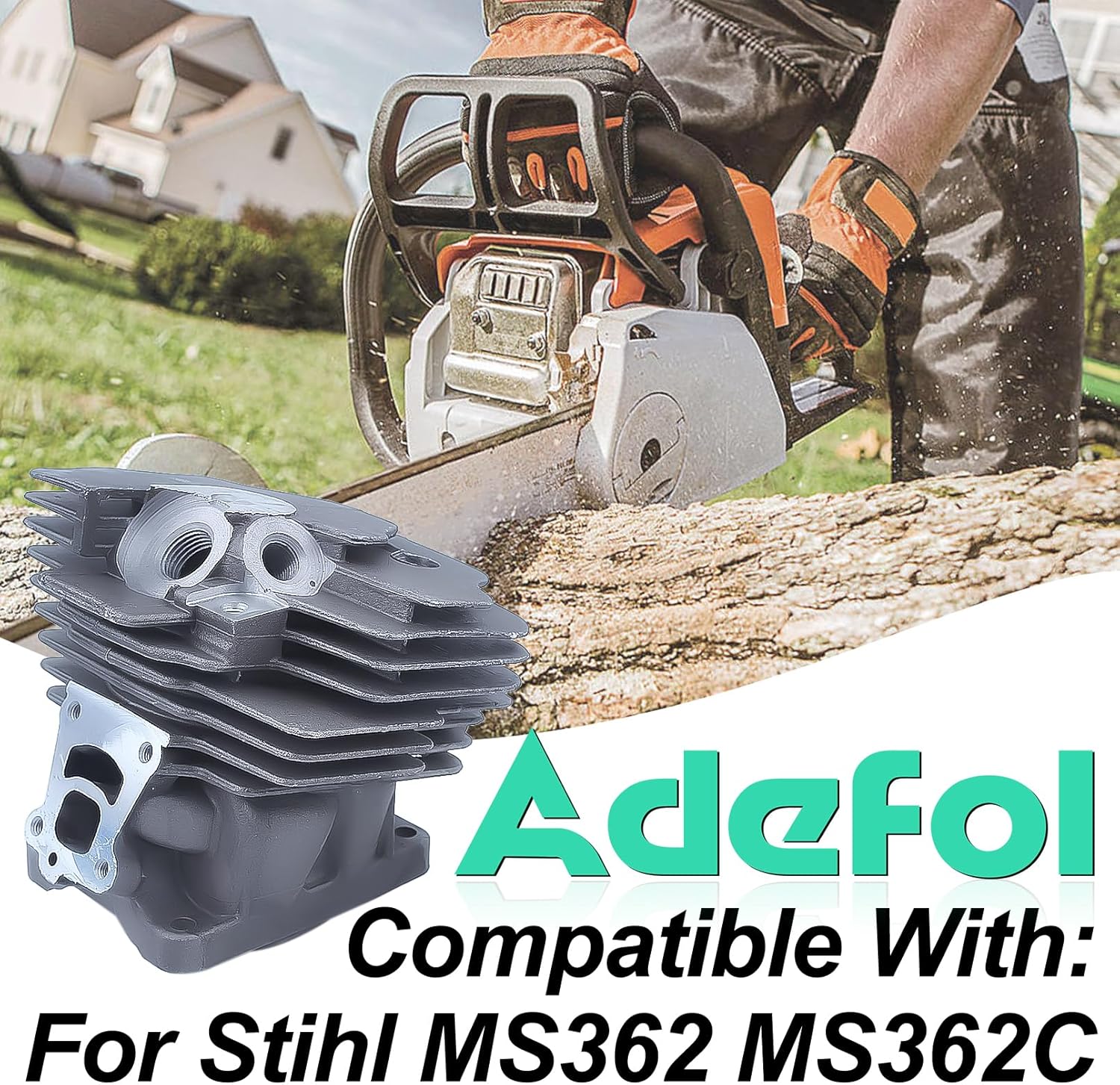 Adefol 47MM Nikasil Cylinder Piston Kit for Stihl MS362 MS362C Chainsaw, MS362 Cylinder & Piston Assembly Kit with Spark Plug Replacement Parts for 1140 020 1200 (47mm Bore)