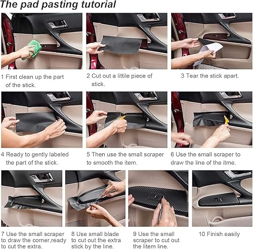 Miniatura 8 de Lypumso Envoltura de vinilo de fibra de carbono negra 3D con tecnología de liberación de aire, envolturas negras mate, láminas de vinilo para