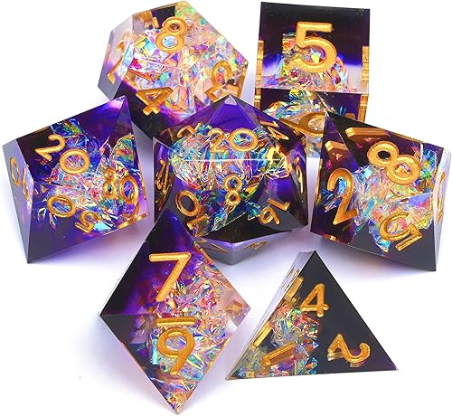 Juego de dados de resina, juego de dados poliédricos DND de Calabozos y Dragones, adecuado para juegos de rol, RPG Explorer Magic The Gathering