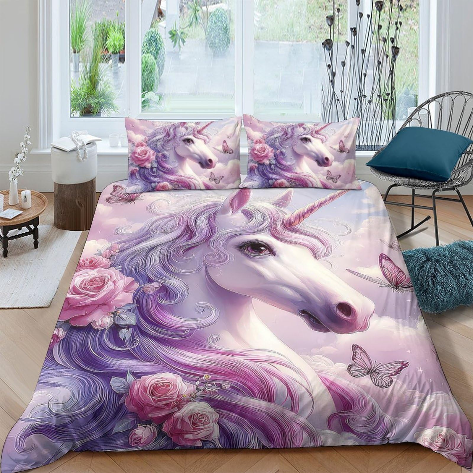 Ctjqhvkz Style-5 3D Printed Unicorn Fantasy Fitted Sheet Microfiber Pastel Dream Bed Cover For Bedroom Decor Mattress Protection Single（135X200cm）
