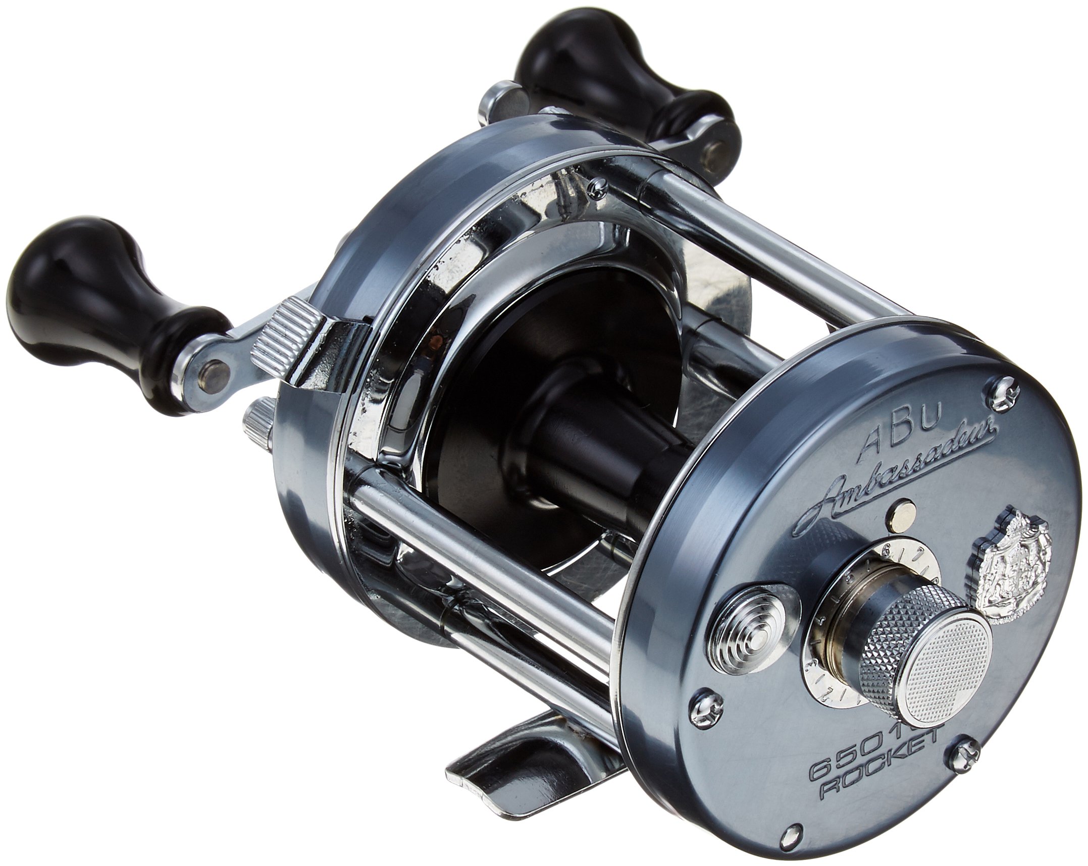 AbuGarcia Ambassadeur 6501CS Rocket Blue Gray Left Hand Double Handle Bass Ragyo Catfish Topwater Round Reel