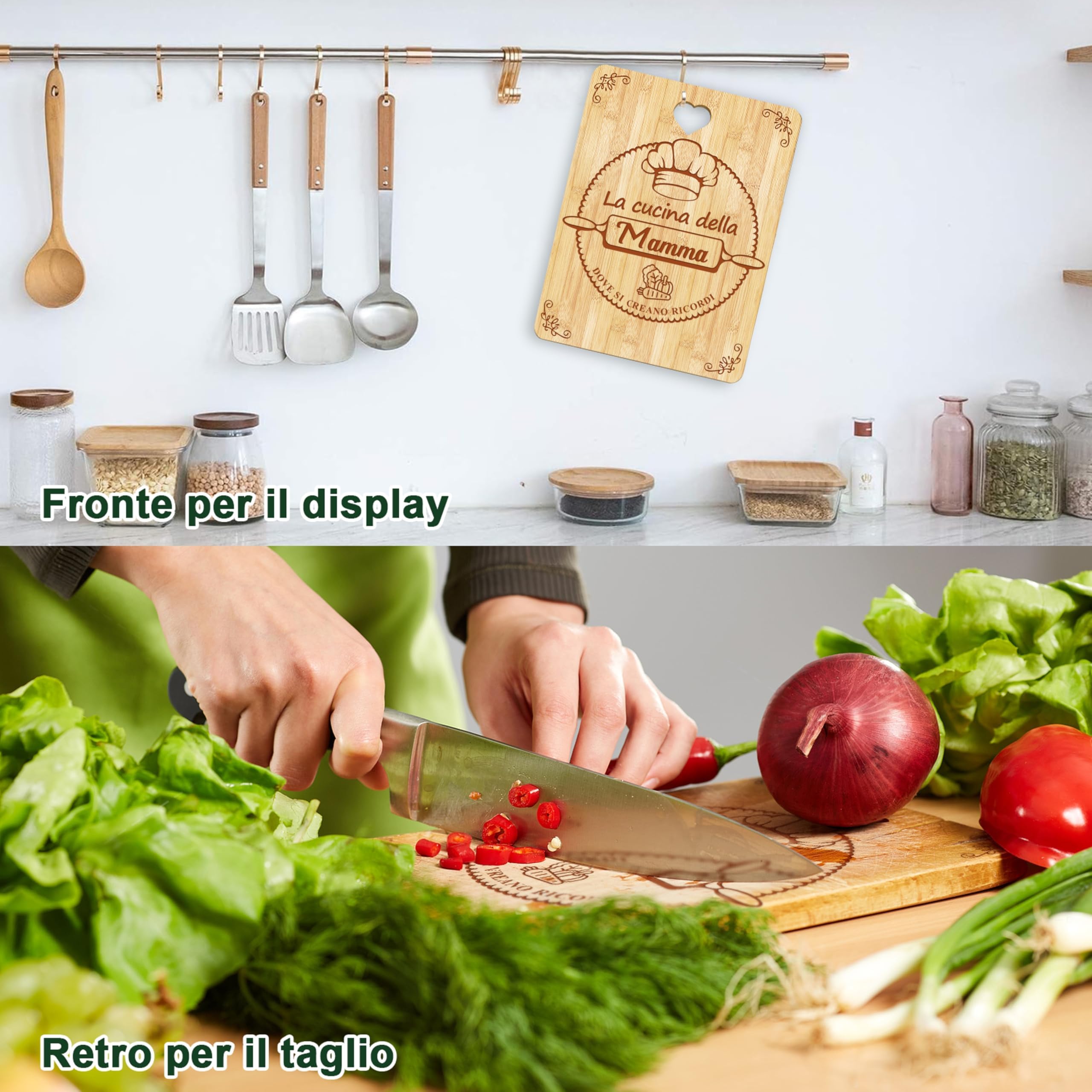 Tagliere In Bambù Personalizzato Con Incisione Laser – 20x30x1 Cm – Regalo Per Mamma, Nonna – Confezione Regalo E Biglietto