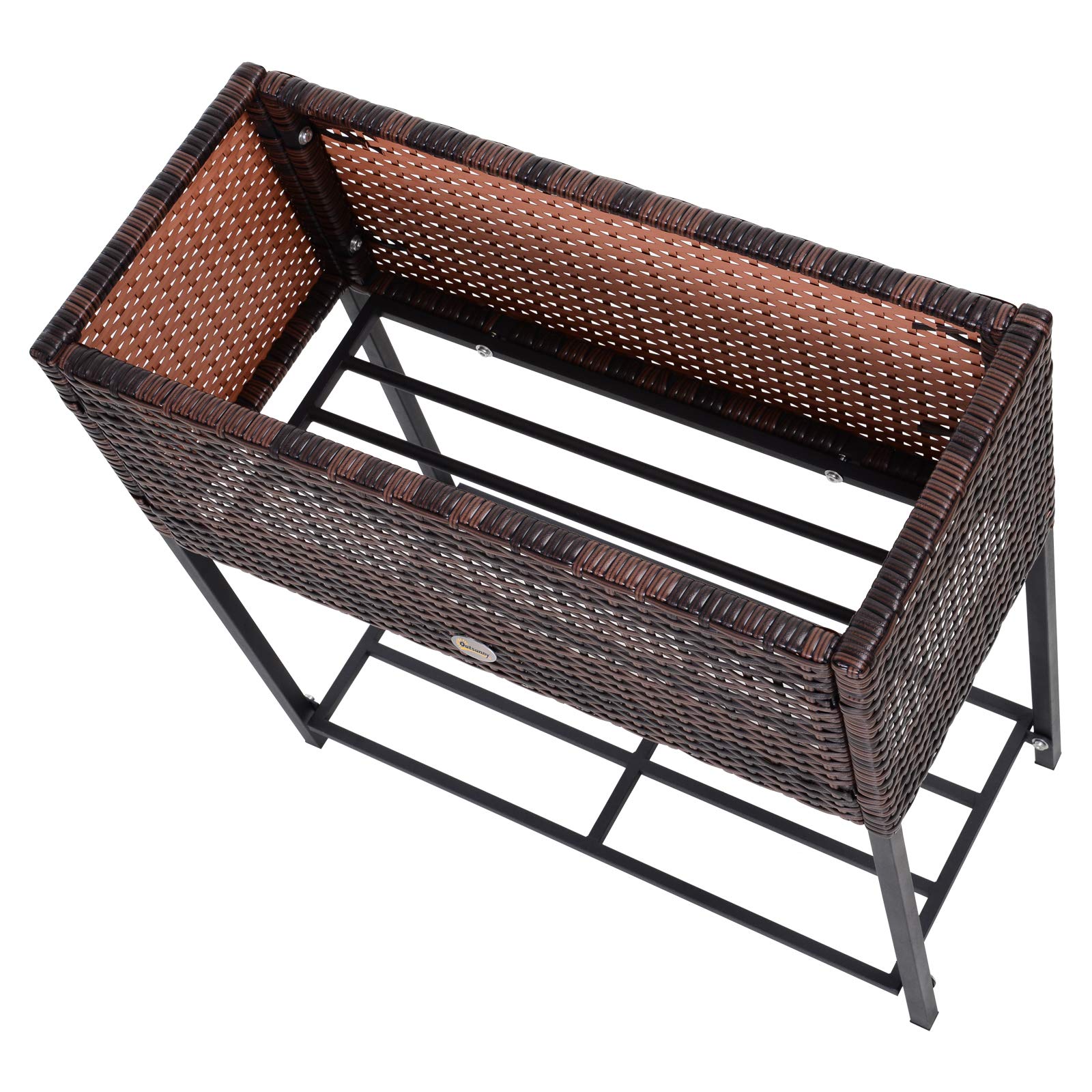 Outsunny Soporte para Jardinera Exterior para Huerto Urbano Mesa de Cultivo Jardinera Rectangular sin Fondo con Estante y Patas para Jardineras Macetas Tiestos 70x30x70 cm Marrón
