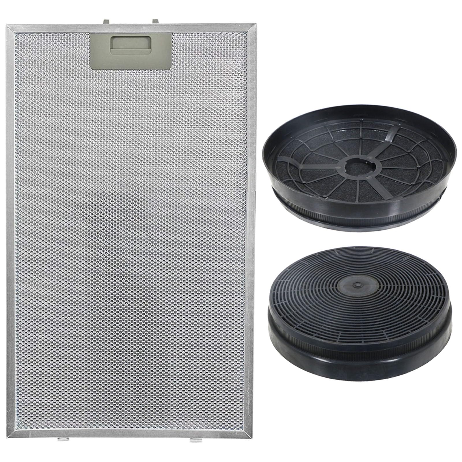 SPARES2GO Grease Mesh Filter for Lamona LAM2501 LAM2501-2 Cooker Hood (1 x Aluminium, 2 x Carbon Filters)
