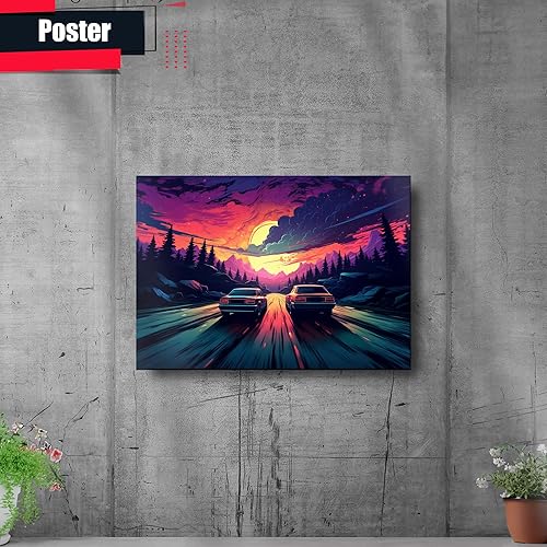 Miniatura 2 de Unique Synthwave Style Retro Art, 80s style art, framed poster print, guest room art, cool living room art, Bright Wall Art, poster Prints
