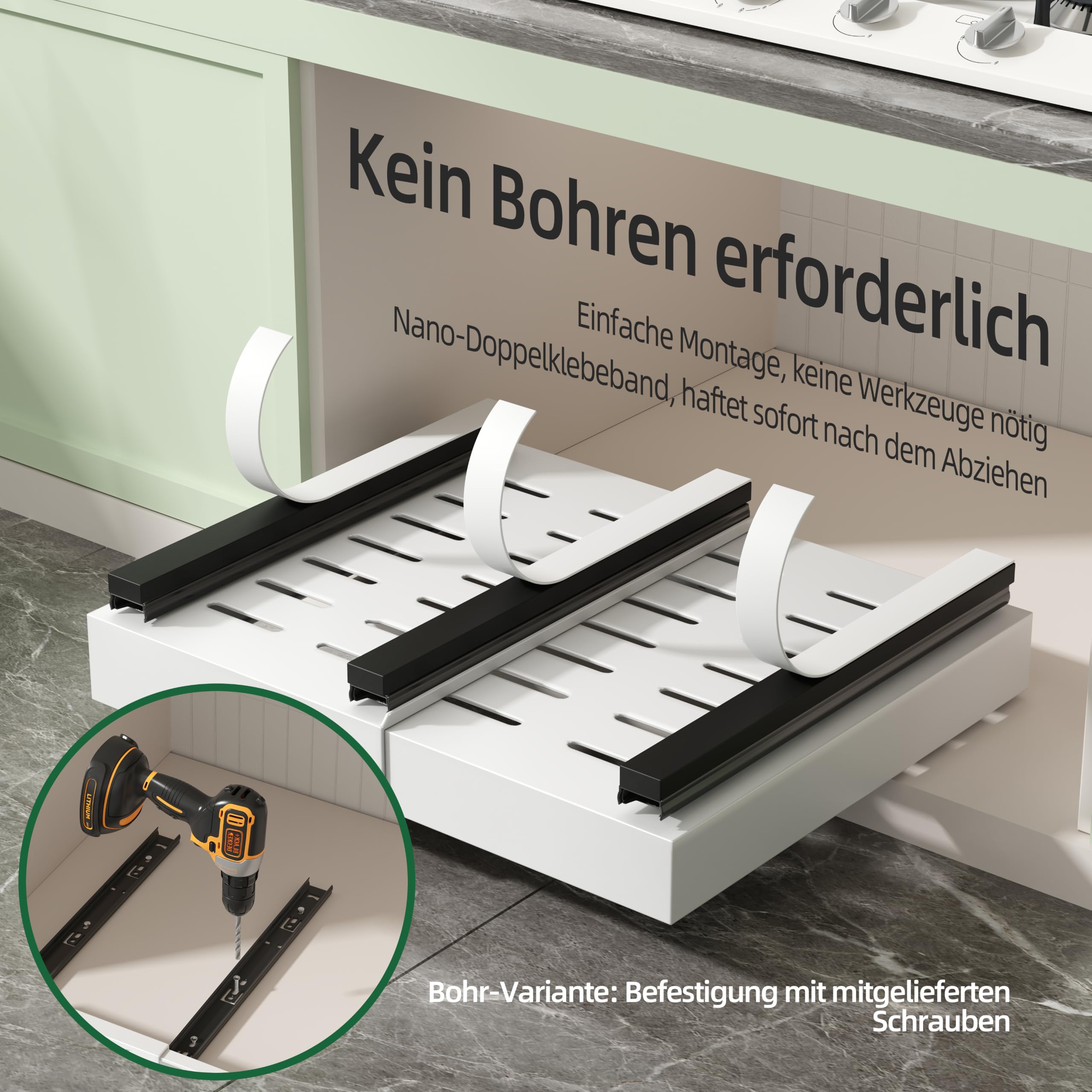 NETEL 2 Stück erweiterbar ausziehbare schublade küche,teleskopschublade