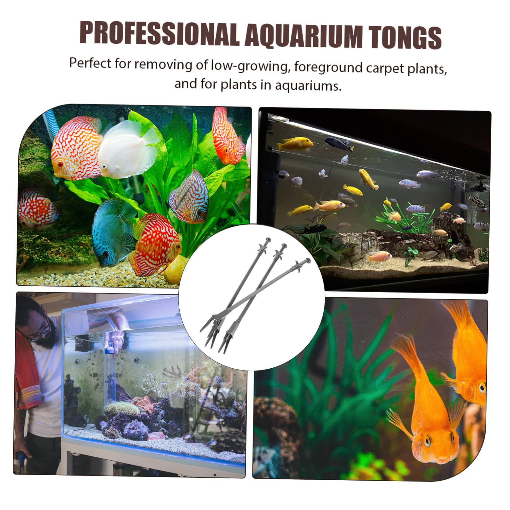 CIYODO 3 Pcs Aquarium Feeding Tongs for Fish Tank Maintenance Plant Care Curved and Straight Tongs for Reptile and Aquatic Feeding