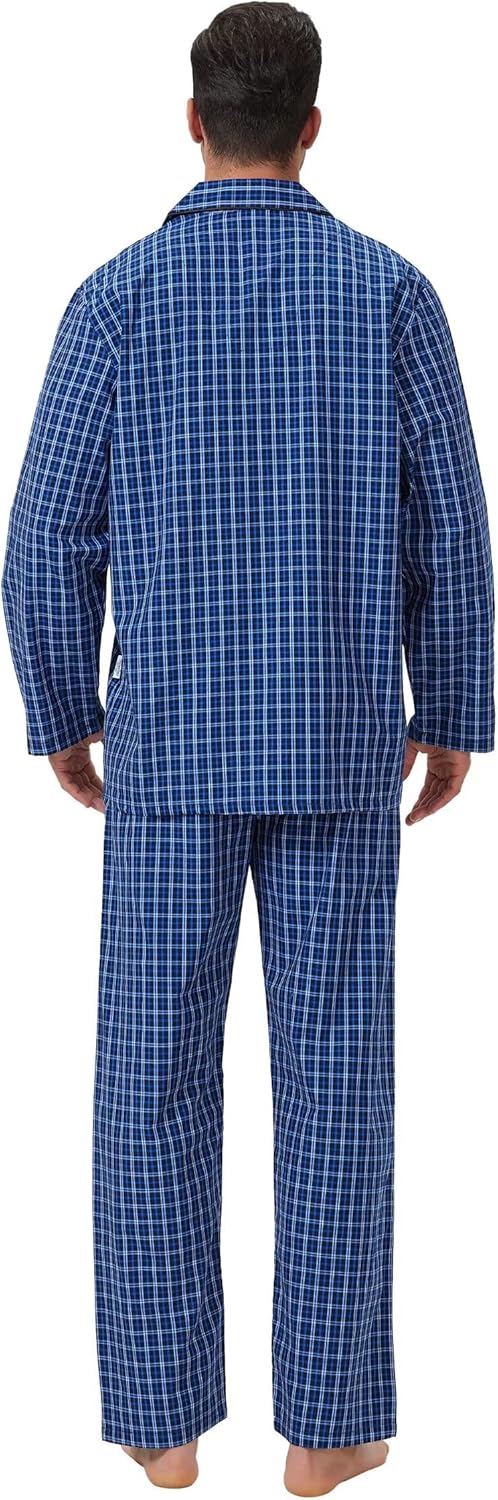 GLOBAL Men 100% Cotton Pajamas Set Button Down Pjs Long Sleeve Pajamas for Men Soft Comfy Sleepwear - Image 6