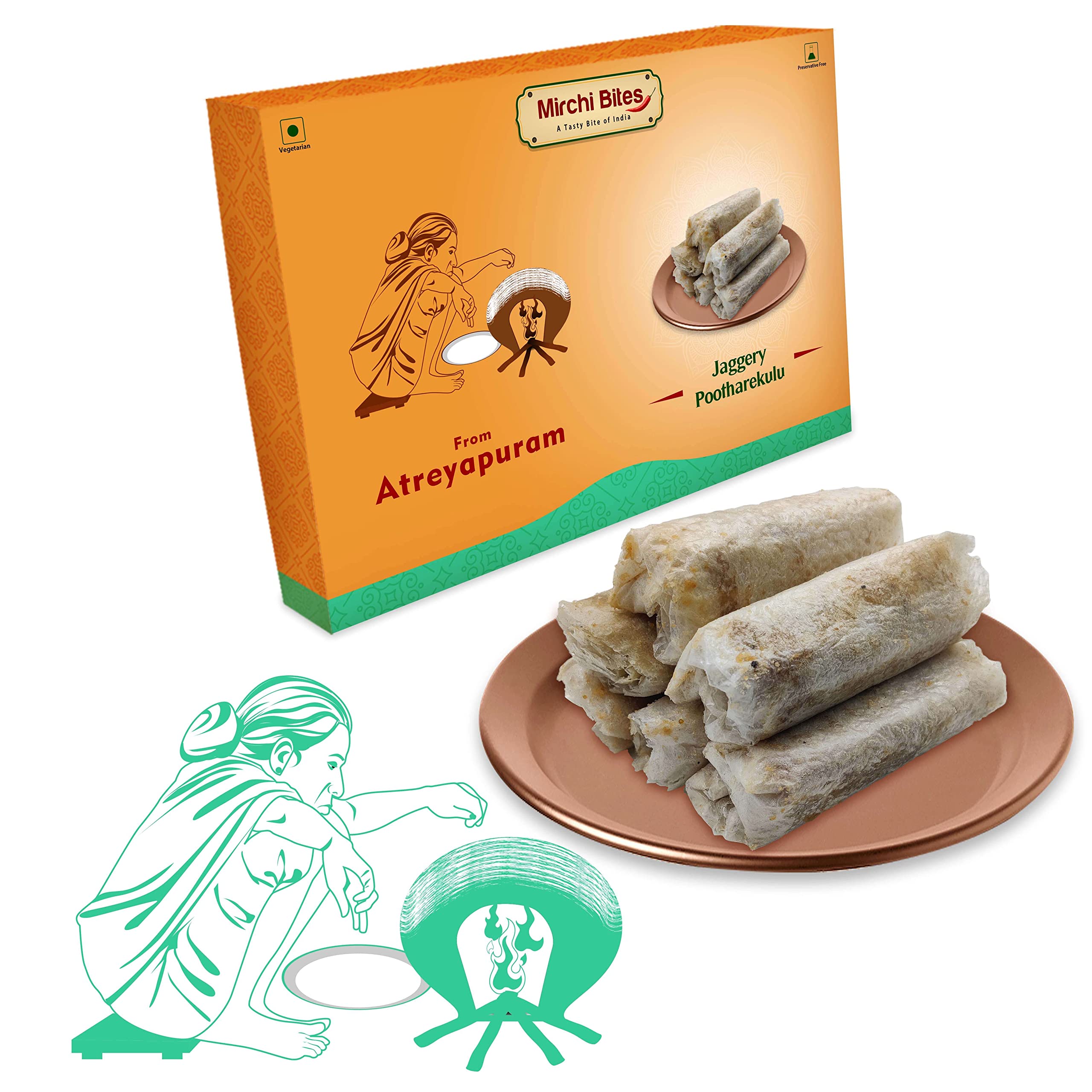 Mirchi Bites Atreyapuram Jaggery Putharekulu | Famous Andhra Paper Sweet | Bellam Pootharekulu | 340G (B0BNJ5FGY5) Amazon Price History, Amazon Price Tracker
