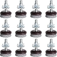 Anwenk Adjustable Furniture Levelers with High-Density Felt - 1/4-20 Threaded T-Nut Leg Feet, 12 Pack for Tables & Chairs