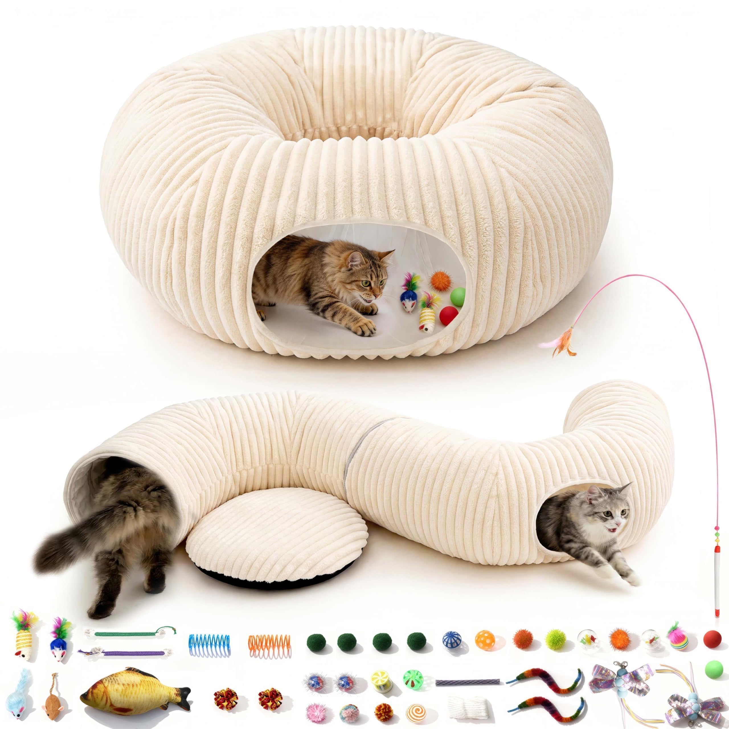 MOYMO Cat Tunnel Bed with 40 Toys