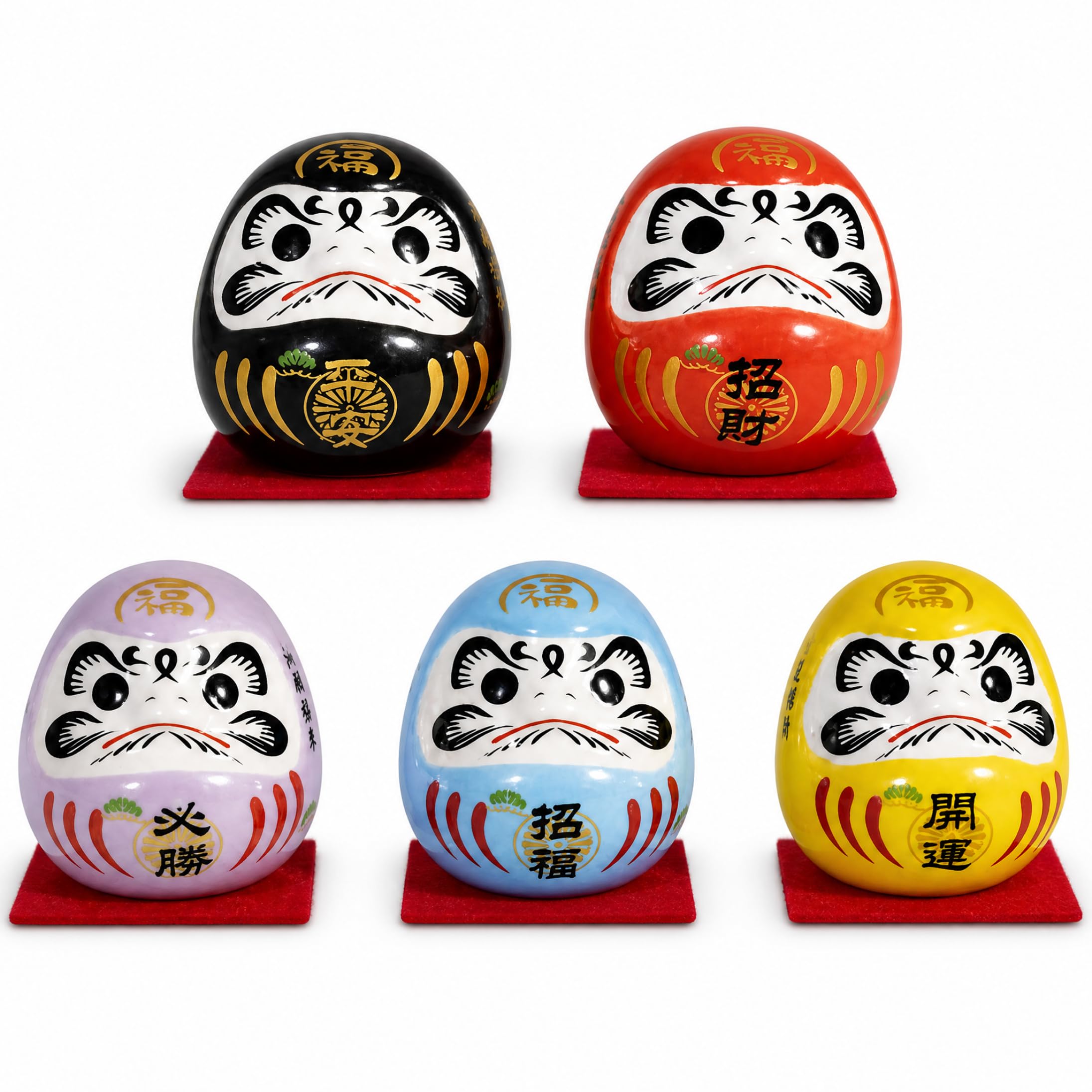 Syglawnd Daruma Doll, Japanese Desk Figurine Handcrafted Ceramic Japanese Trinket for Desk Decor, Style-2, Daruma