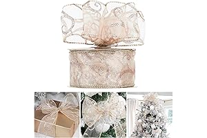 AIMUDI Rose Gold Christmas Pink Ribbon Tree Topper