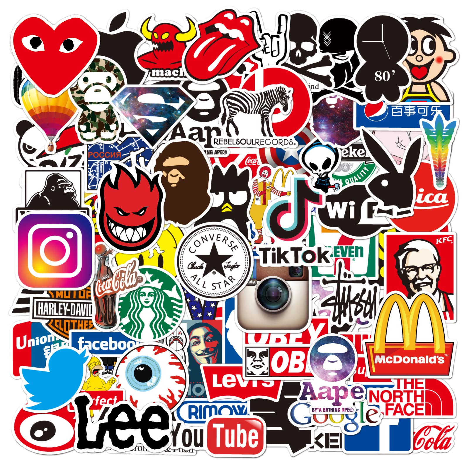 SKEIDO Cool Sticker 100pcs Random Adults Teens Vinyl Waterproof Sticker for Laptop Bumper Bike Luggage Skateboard Helmet Car
