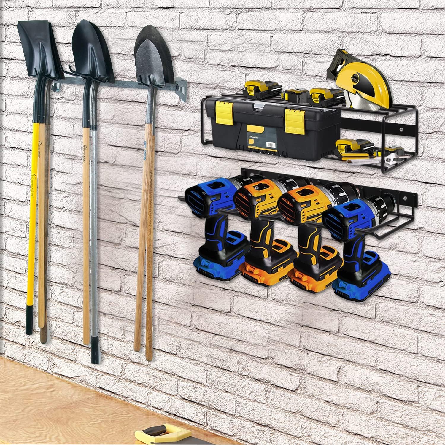NIUXX Power Drill Tool Storage Organizer Holder Wall Mounted, Storage Rack for Cordless Drill, Heavy Duty Removable Floating Utility Tool Storage Shelf for Garage, Home, Workshop : Tools & Home Improvement