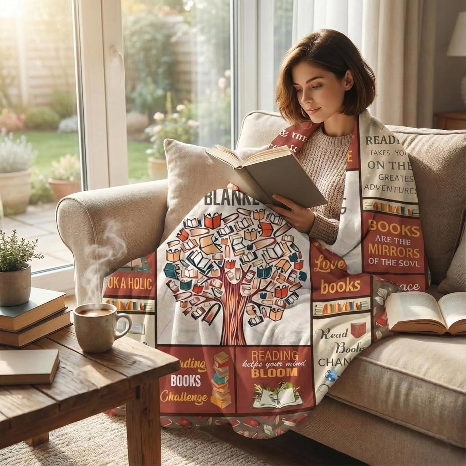 Book Lovers Gifts for Women Men Blanket, Bookish Gifts, Reading Librarian Bookworm Gift, Christmas Birthday Present for Readers Books Nerd Club, Book-Lover Throw Blankets 60"x50" - Image 2