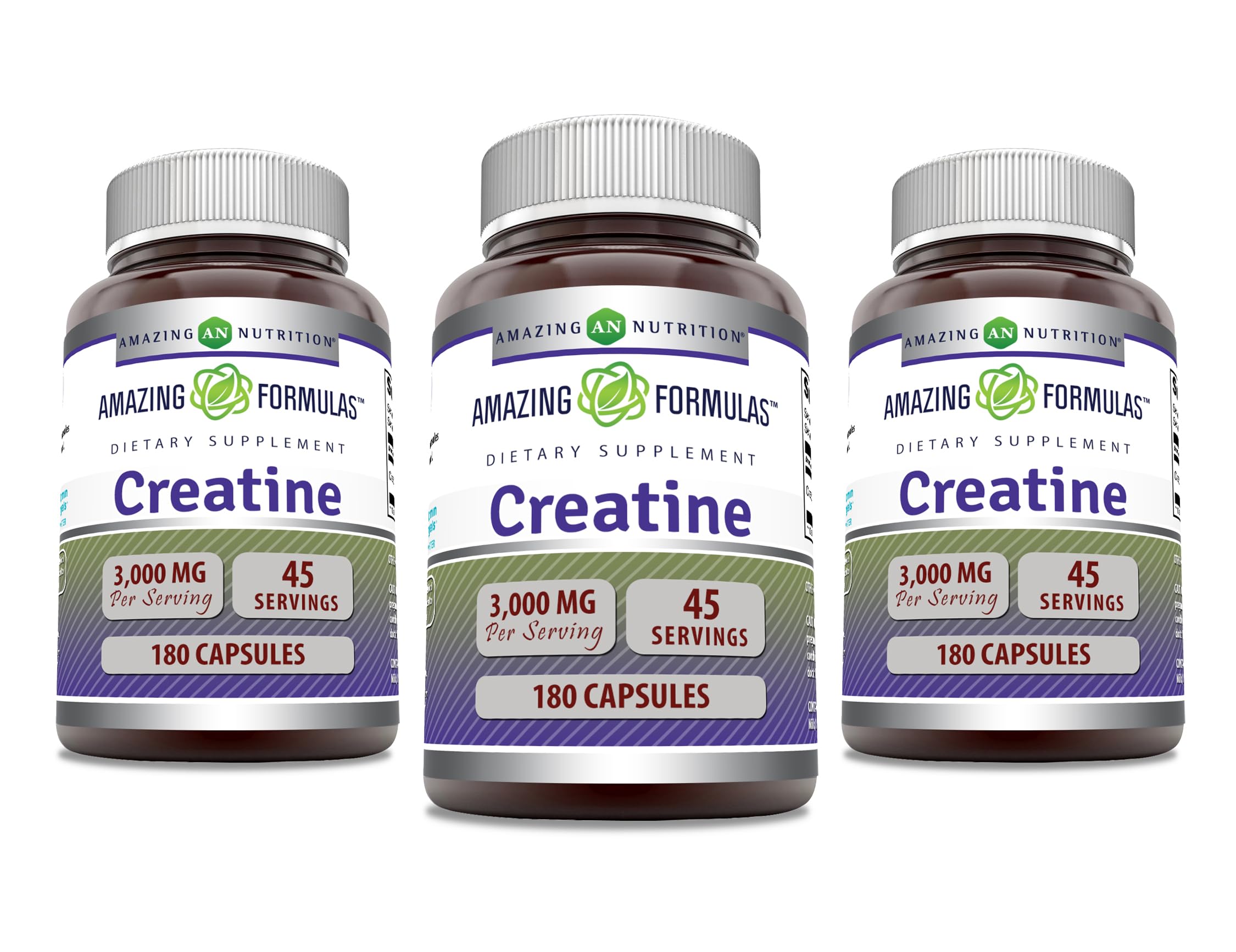 Amazing Formulas Creatine Monohydrate 3000 Mg Per Serving Capsules Supplement | Non-GMO | Gluten Free | Made in USA (180 Count | 3 Pack)