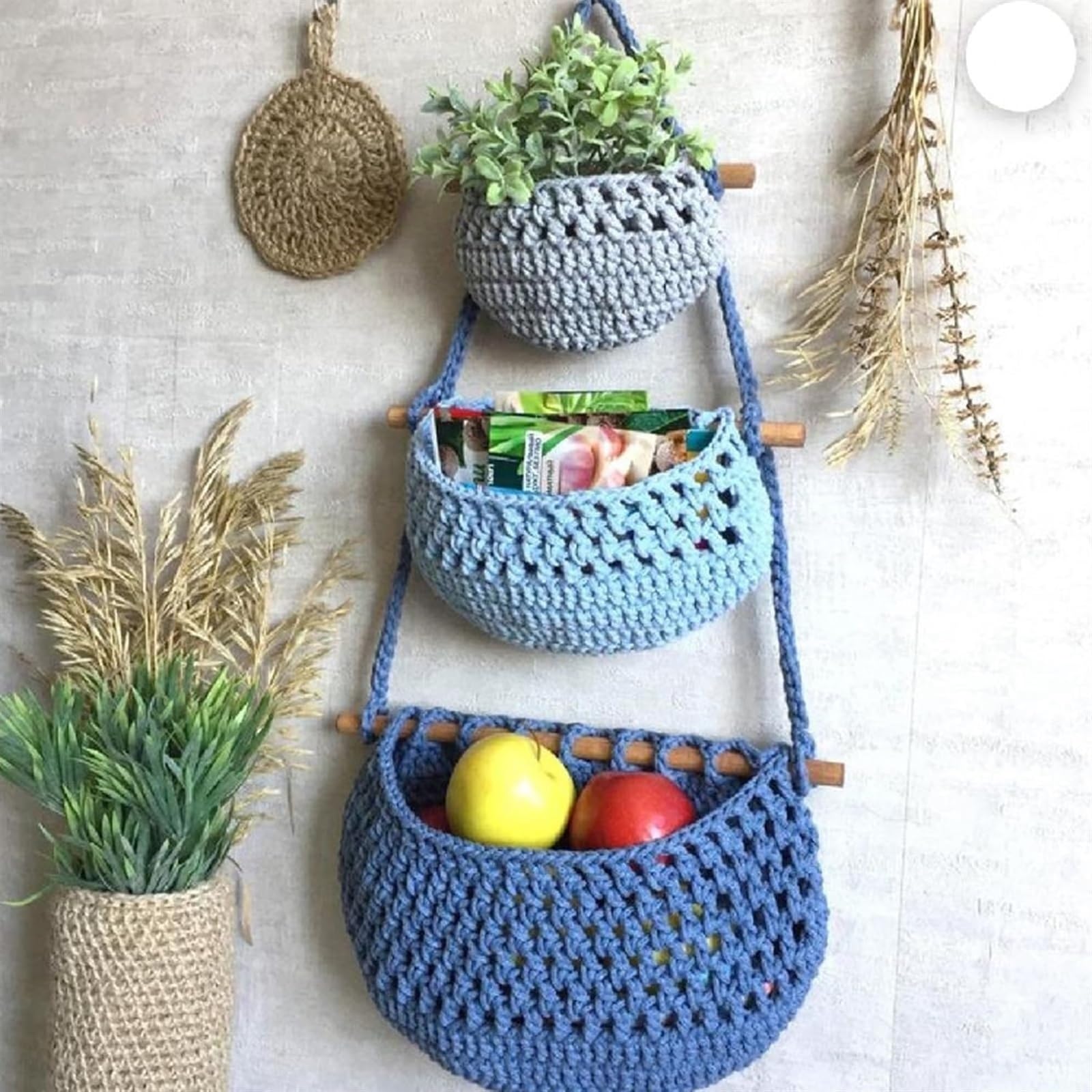 Cestini Appendibili In Juta Zasvec - Set Da 2, Per Frutta O Decorazione, 18x23cm E 20x25cm - Foto 14