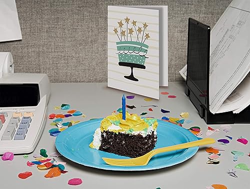 Miniatura 7 de Better Office Products Tarjetas de feliz cumpleaños, paquete de 100, 4 x 6 pulgadas, 4 diseños de cubierta, interior en blanco, con sobres, elegante