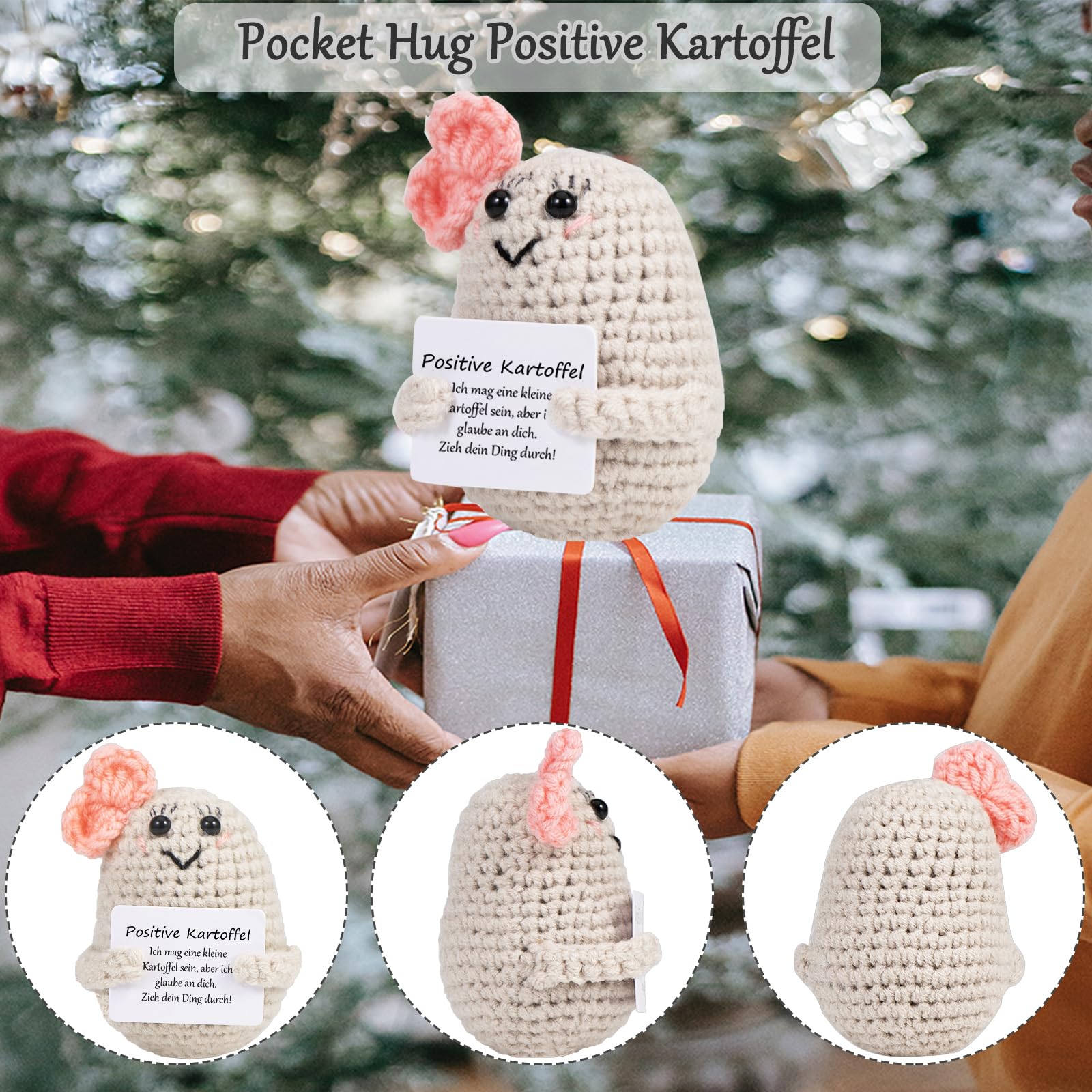 XBOCMY Pocket Hug Patate positive, bambola creativa in lana di patate con carta energetica positiva, regalo per la migliore amica per la fidanzata, piccoli regali per le donne