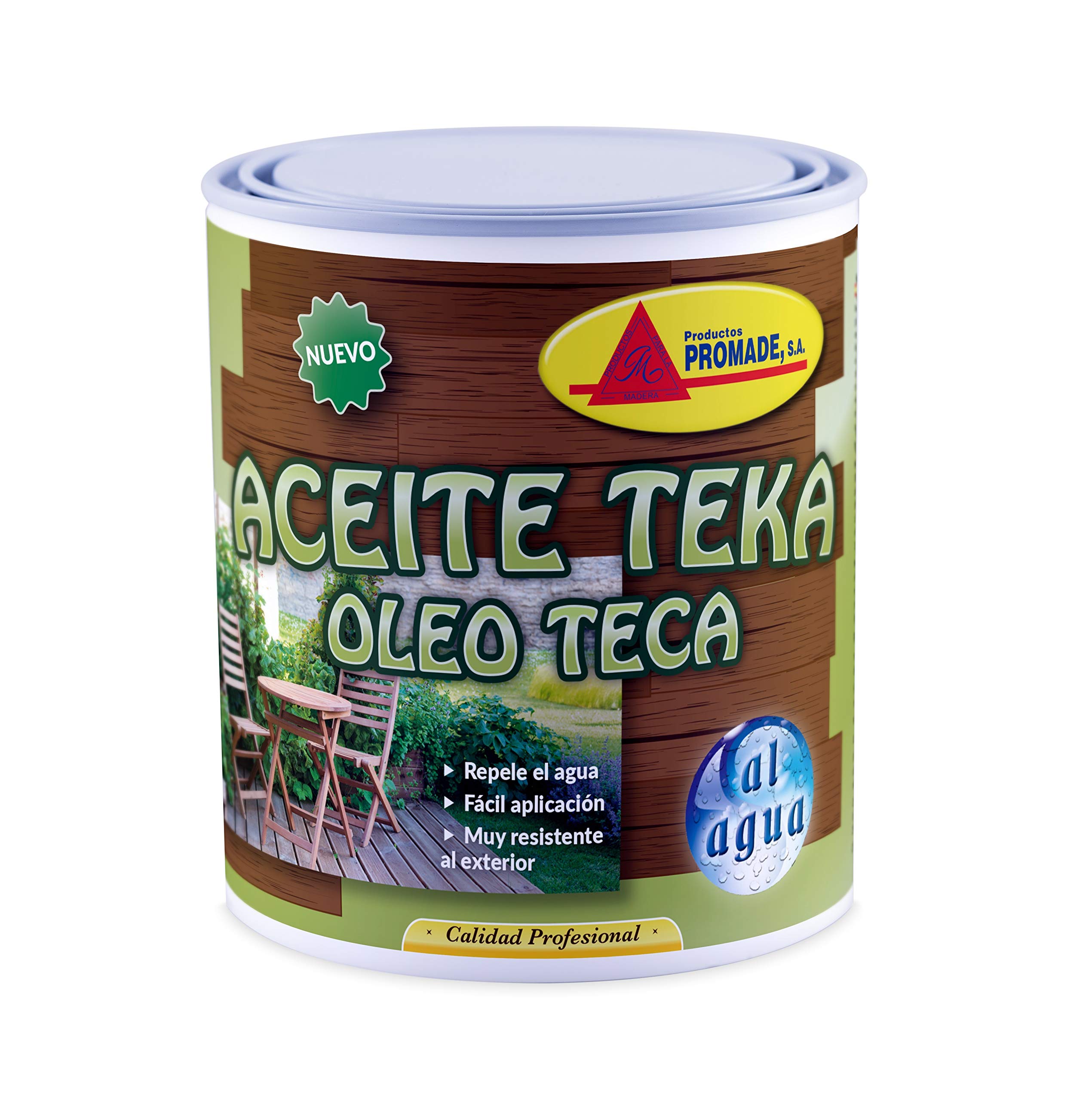 Promade – Aceite Teka al Agua Incoloro- Nutre, Cuida y Protege Maderas de Exterior – 4 L