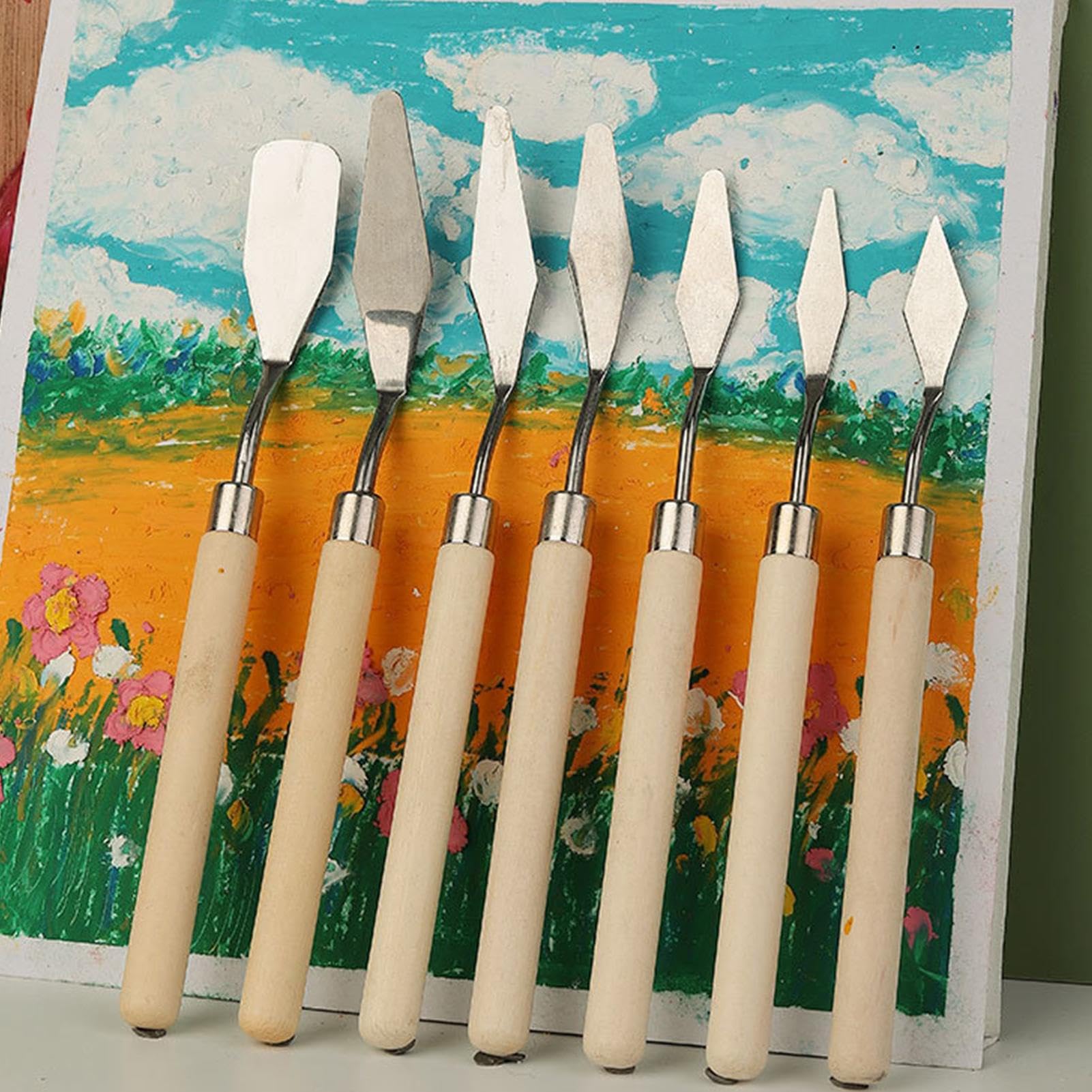 Art Spatula - Painting Knife Set | Stainless Steel Pallet Knife | Portable Painting Knife Shovel | Set Of 7 Acrylic Paint Tools | Oil Painting Accessories | Artists Painting Supplies For Oil, Canvas