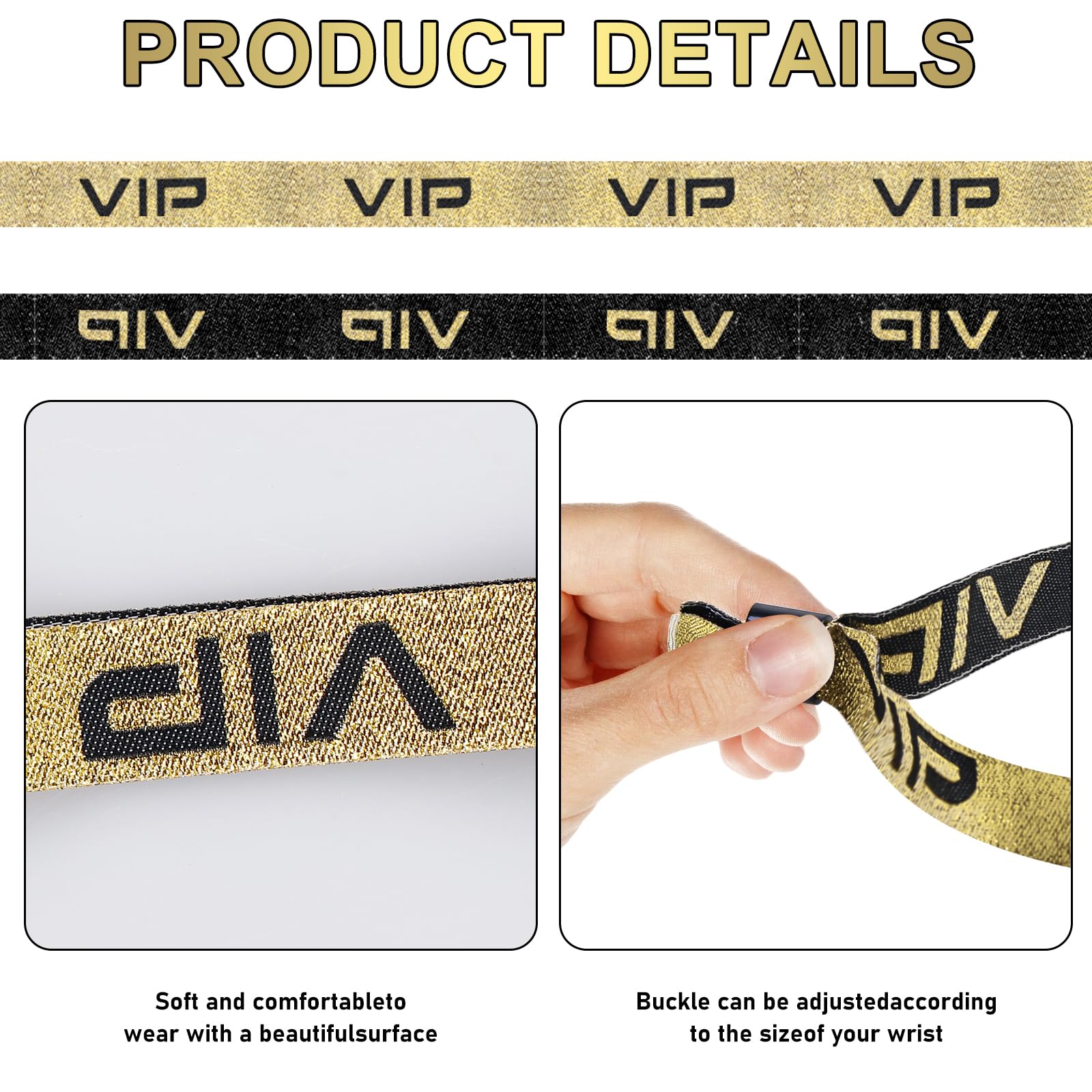 Braccialetti Per Attività Da 400 Pezzi, Braccialetti VIP Impermeabili In Oro, Braccialetti Usa E