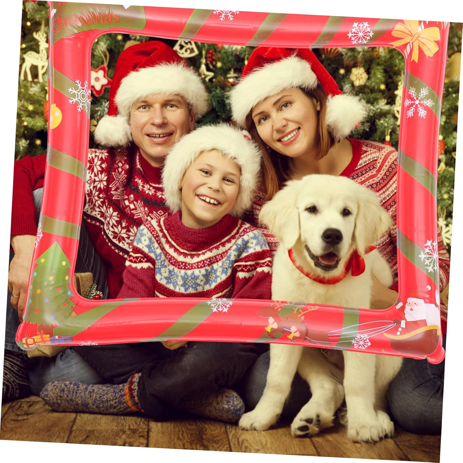 2pcs Christmas Inflatable Photo Holder Props Fun Holiday Photo Booth Decorations for Parties and Festivities Safe and Design for Memorable
