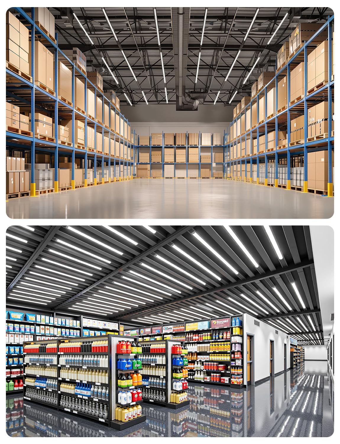 4FT LED Shop Lights 2300LM 6500K Bright White LED Integrated Fixture 20W Linkable Garage Light Ceiling and Cabinet — view 7