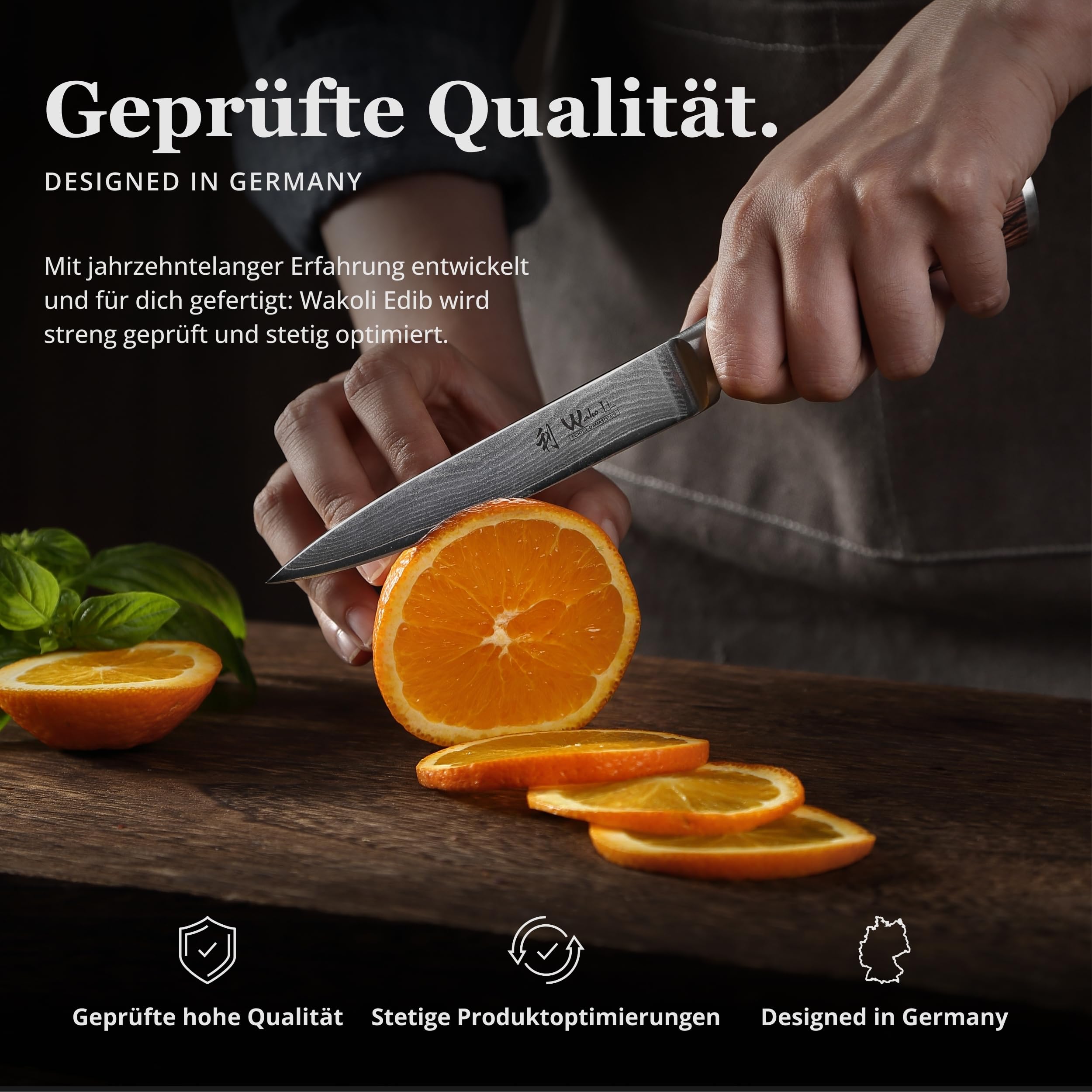 Wakoli EDIB Damast Allzweckmesser mit Gravur – Personalisiertes Messer, 12,5 cm Klinge aus 67 Lagen Damaststahl (VG10-Kern), Pakkaholzgriff – Einzigartiges Küchenmesser Geschenk, Geschenkverpackung
