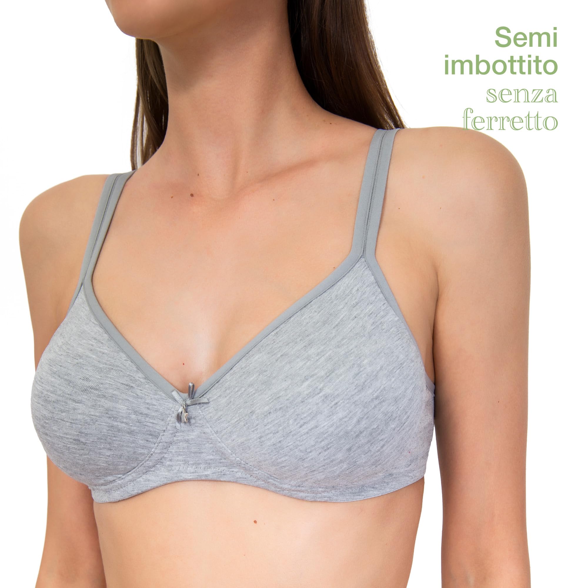 SÌèLEI, Reggiseno Semi-Imbottito Senza Ferretto, Realizzato in Cotone Biologico, 100% Naturale, Designed in Italy