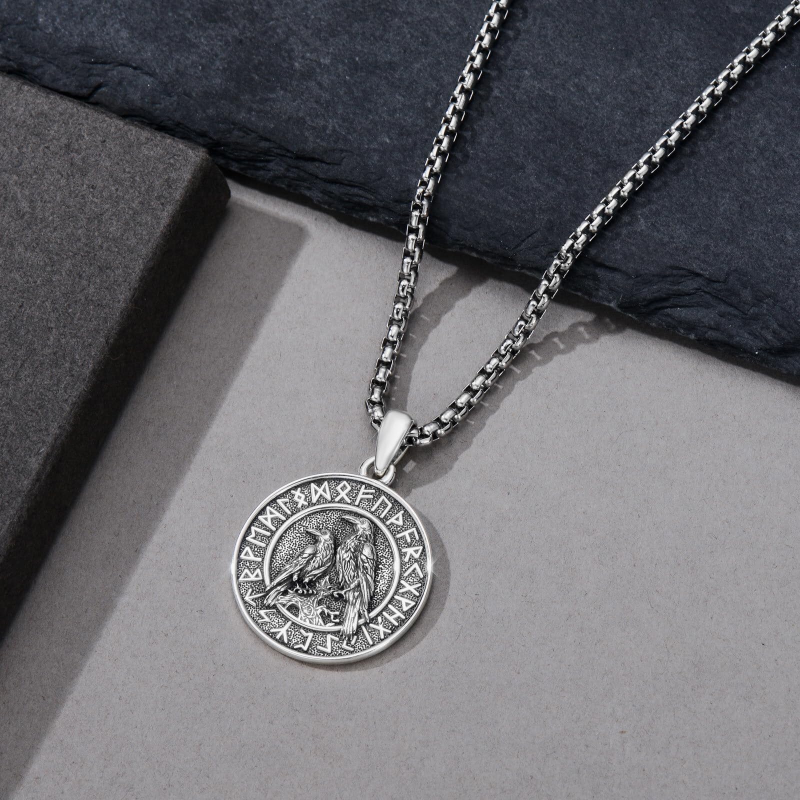 Wikinger Halskette für Herren Damen 925 Sterling Silber Viking Nordisch Schmuck Geschenk für Männer Frauen