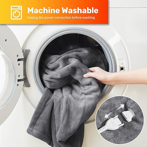 Miniatura 5 de DAICO Manta térmica de franela de calentamiento rápido, manta eléctrica de tamaño individual para sofá con controlador individual de 10 ajustes de