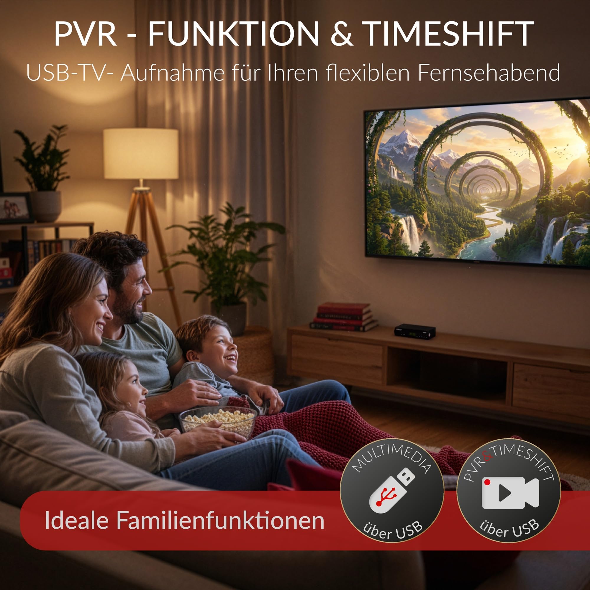 RED OPTICUM HD Sat Receiver für Satellitenschüssel mit Aufnahmefunktion S-Box PVR - Timeshift, HDMI, SCART, USB, Coaxial - Digital TV Receiver für Satelliten/Satellit + HDMI Kabel