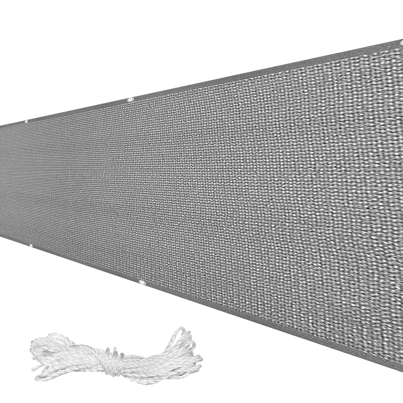 Ekran Prywatności Na Podwórku 125 x 600 cm Odporna Na Warunki Atmosferyczne Szyba Przednia Ekran Ogrodzeniowy Do Ogrodu Z Kablowymi Do Osłony Balkonu, Szary