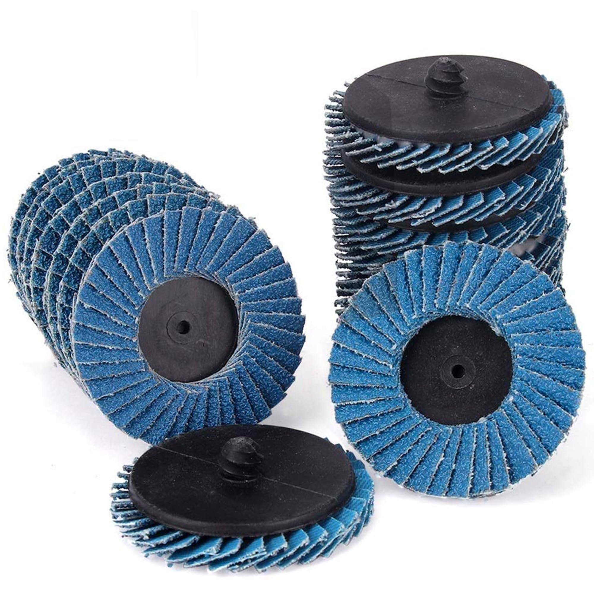 Lot de 32 disques à lamelles de 50 mm pour perceuse, disques abrasifs de 5 ", grain 40/60/80/120, en corindon de zirconium, avec adaptateur de 6,35 mm, pour métal, bois, acier rapide