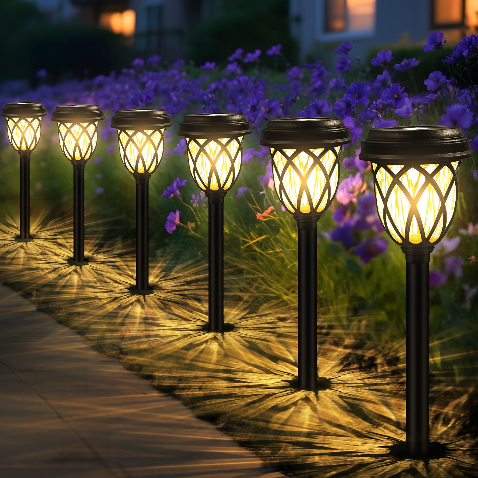 HELESIN Solarlampen für Außen Garten 6 Stück, IP44 Wasserdicht Solarleuchten Garten Deko, Gartenlampen für Draußen Solar, Solar Gartenleuchten für Poolbeleuchtung, Wegeleuchten, Balkon, Hof（Warmweiß）