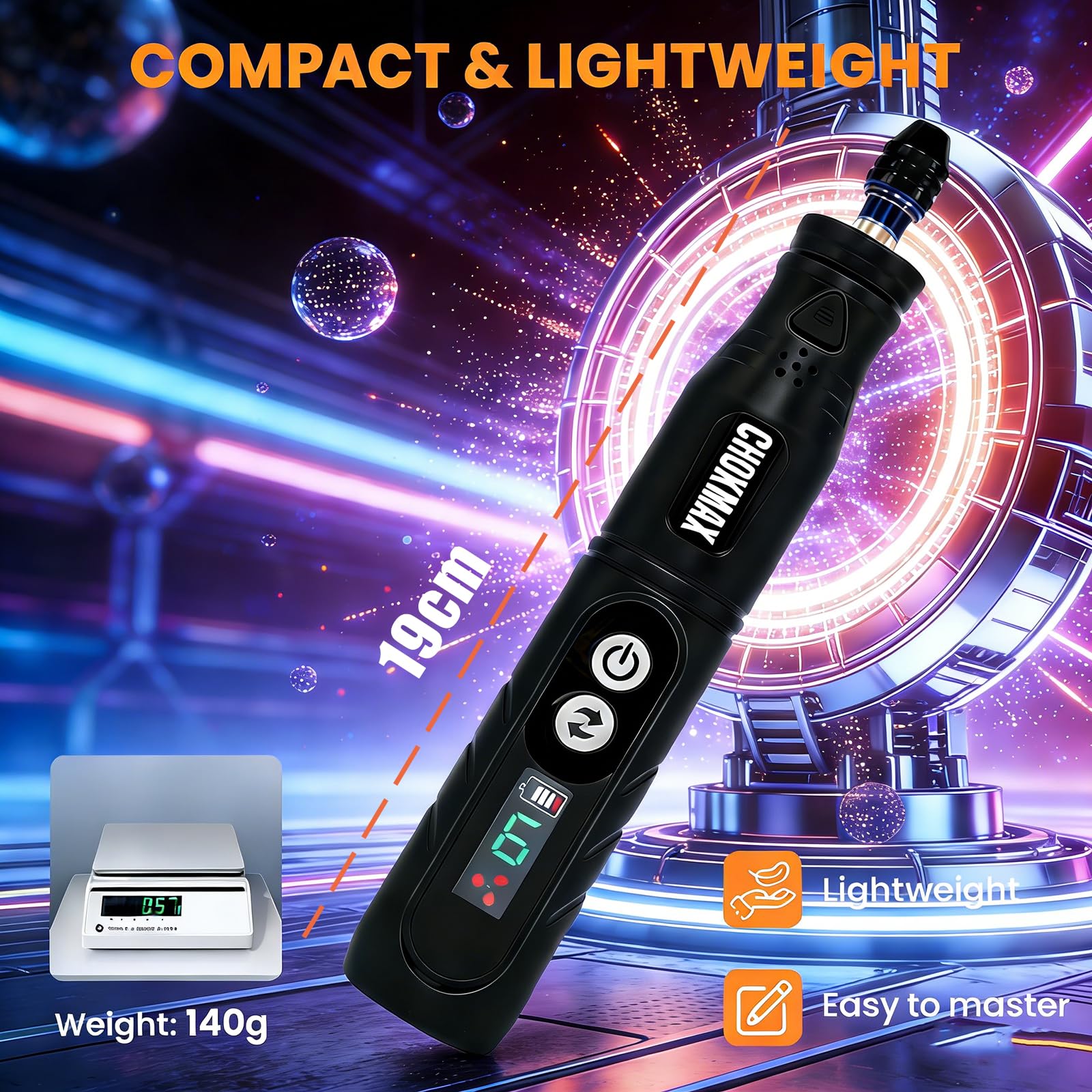 Utensile rotante senza fili, kit smerigliatrice con display a 6 velocità, pinza universale e luce LED frontale, 68 accessori Utensile artistico per incisione, levigatura, lucidatura, foratura
